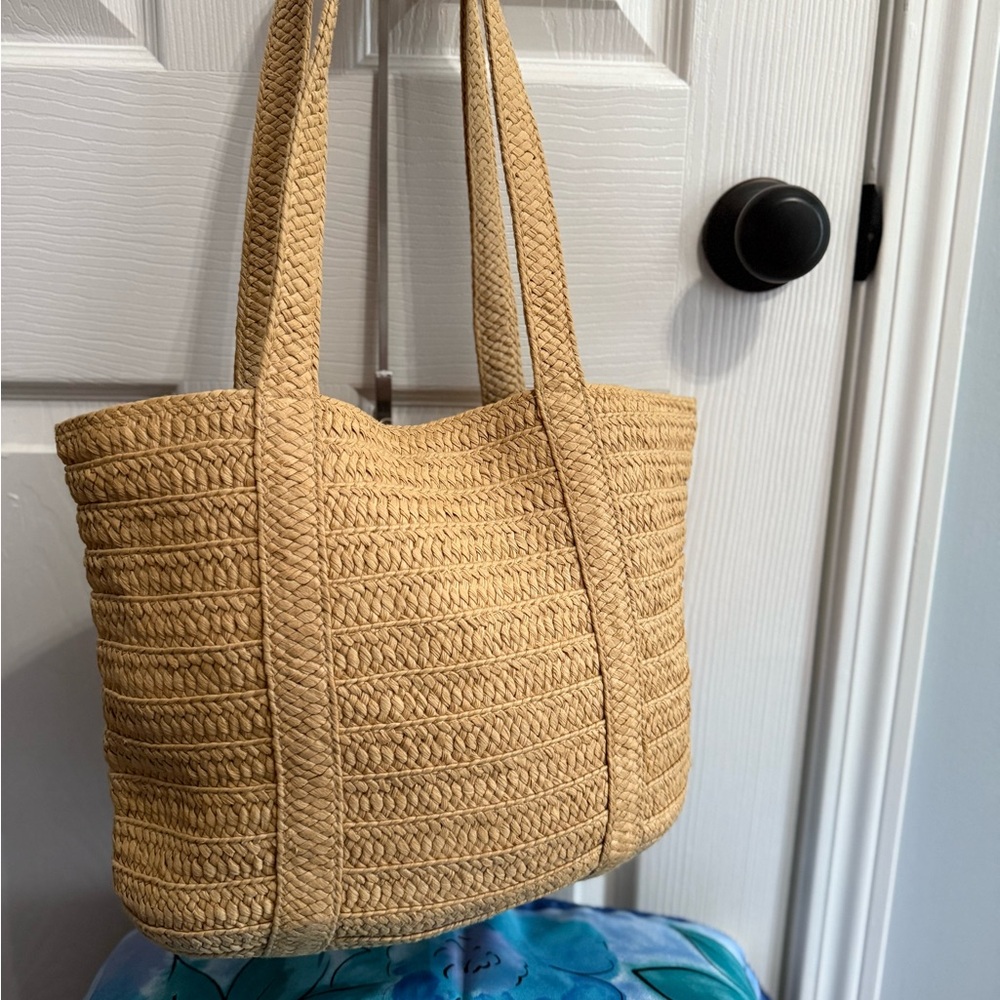 Draper James Tan Woven Tote Bag